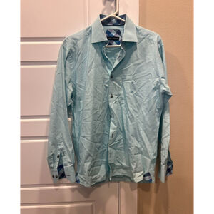 Men's VIA UOMO Casual Button Down Shirt M Light Blue Blue